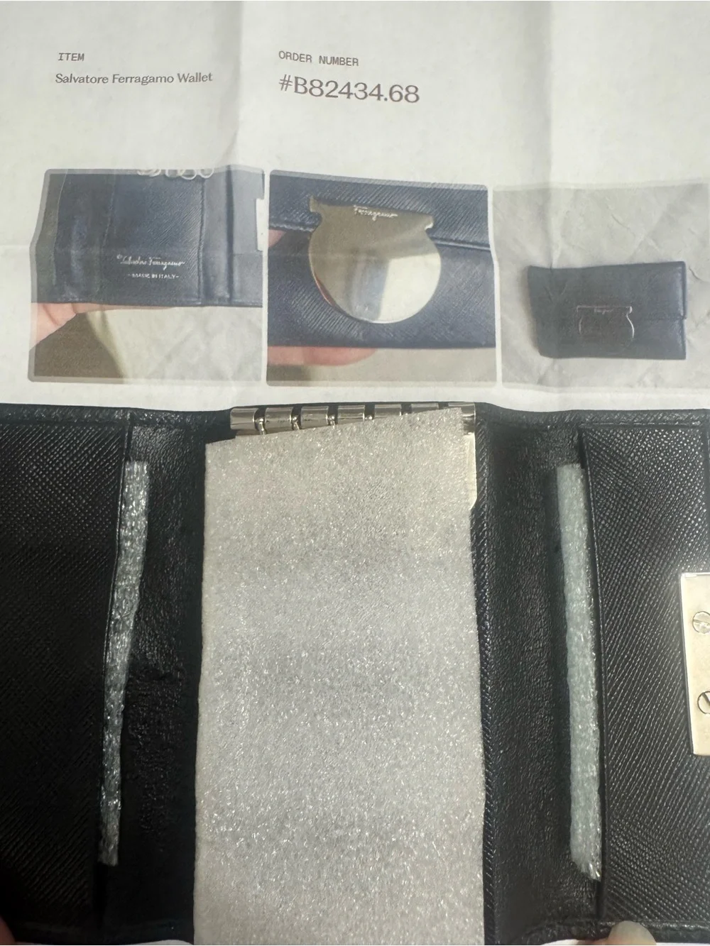 Salvatore Ferragamo Black Leather Key & Card Holder with COA NWOT